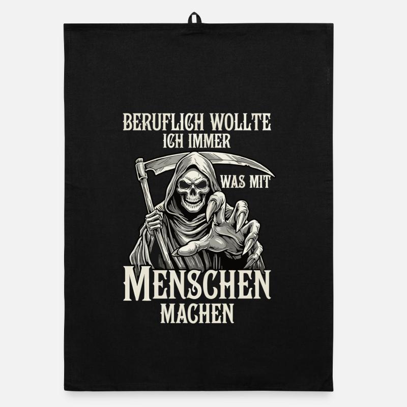 Beruflich was mit Menschen... (Sensenmann) Organic Geschirrtuch