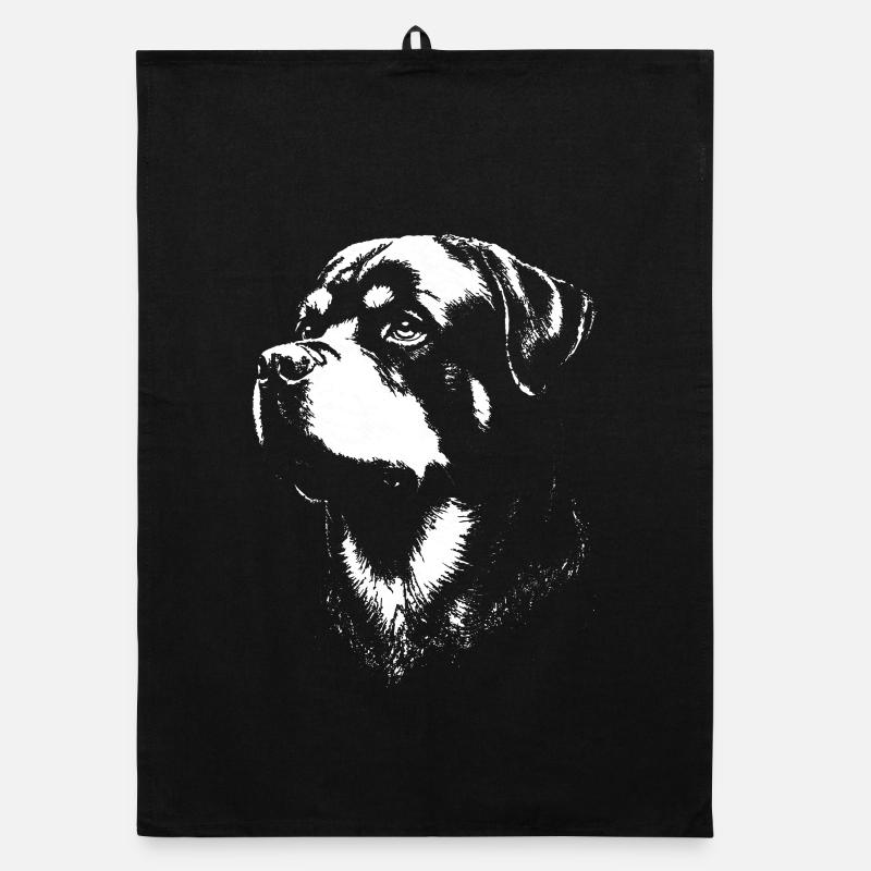 Ausdrucksstarkes Porträt eines Rottweilers Organic Geschirrtuch
