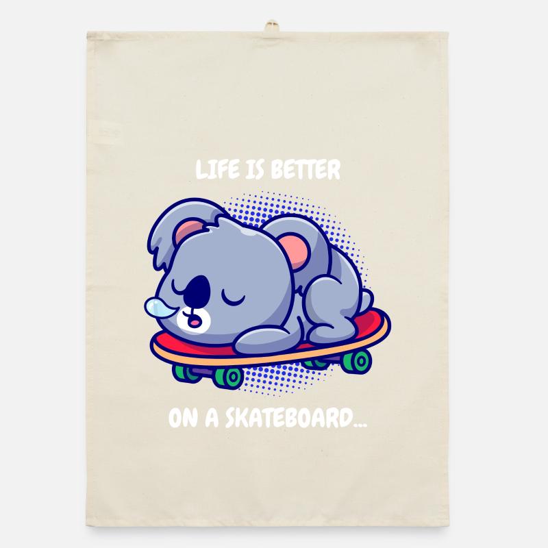 Koala auf Skateboard Organic Geschirrtuch