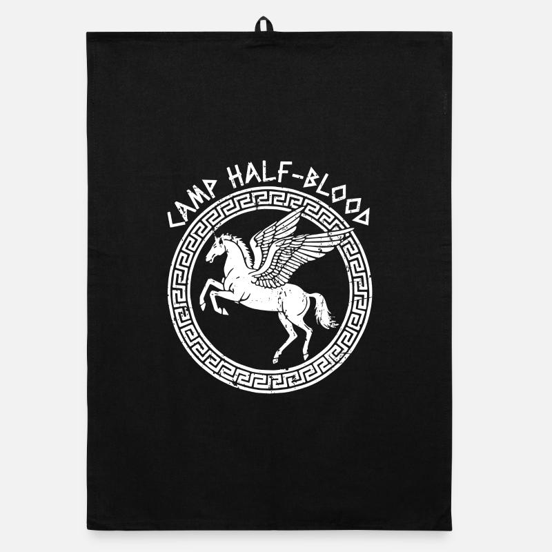 Camp Halbblut Fliegendes Pferd Camping Halbblut - Organic Geschirrtuch - Schwarz