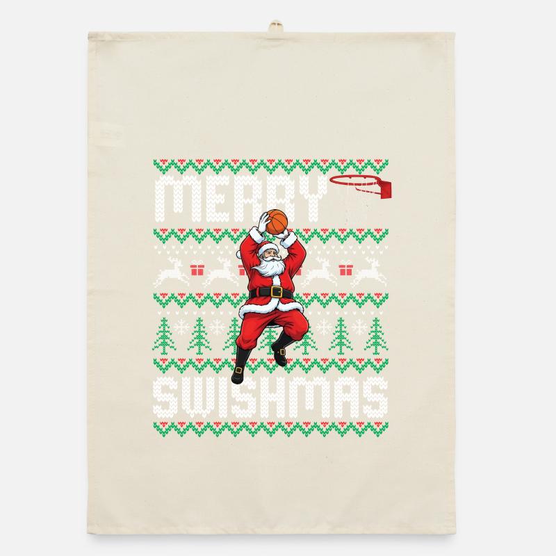 Graphique de basket de joyeux Noël pour ballon Torchon bio