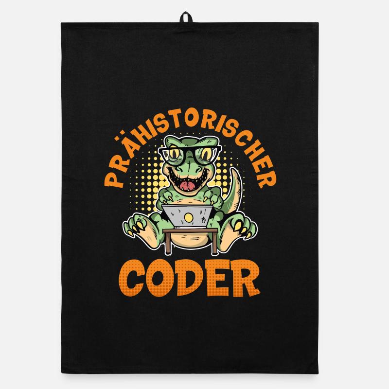 Coding PREHISTORIC CODER Fun Organic dish towel