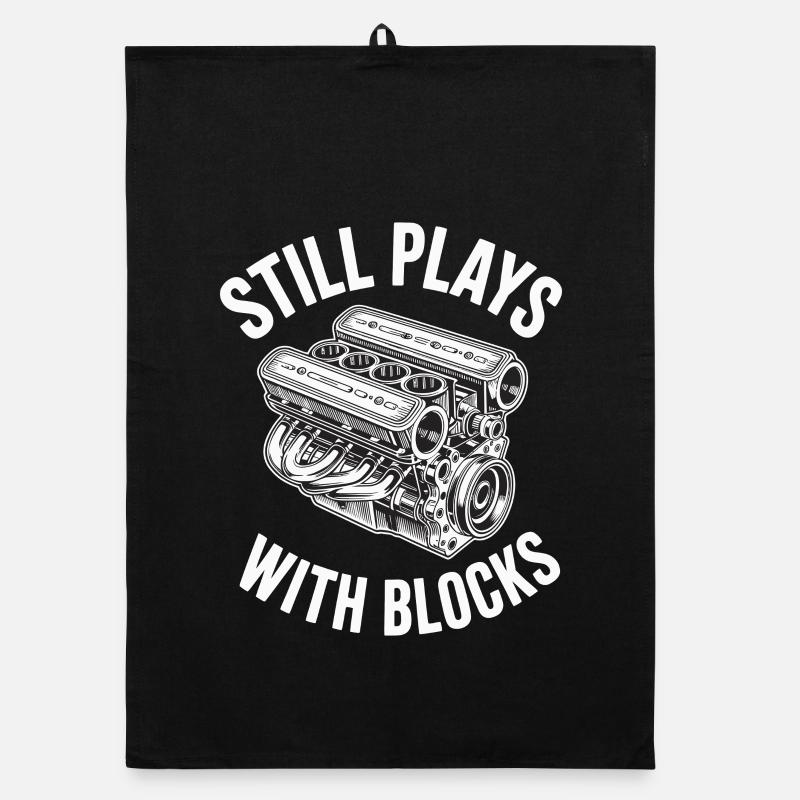 Still Plays With Blocks Car Engine Mechanic Organic dish towel