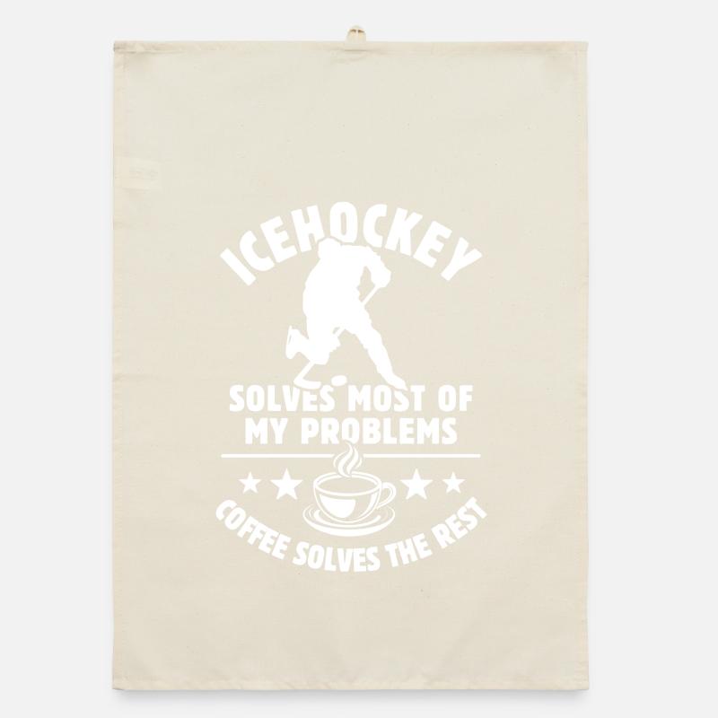 Icehockey solves most of my problems - Coffee Organic dish towel