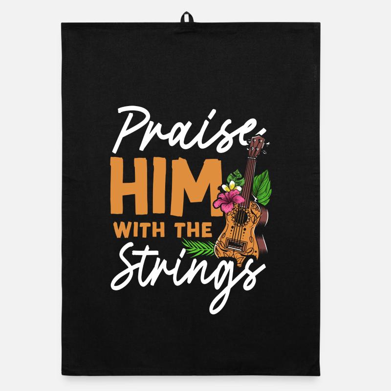 Hawaiian Ukulele Uke Praise Him Organic dish towel