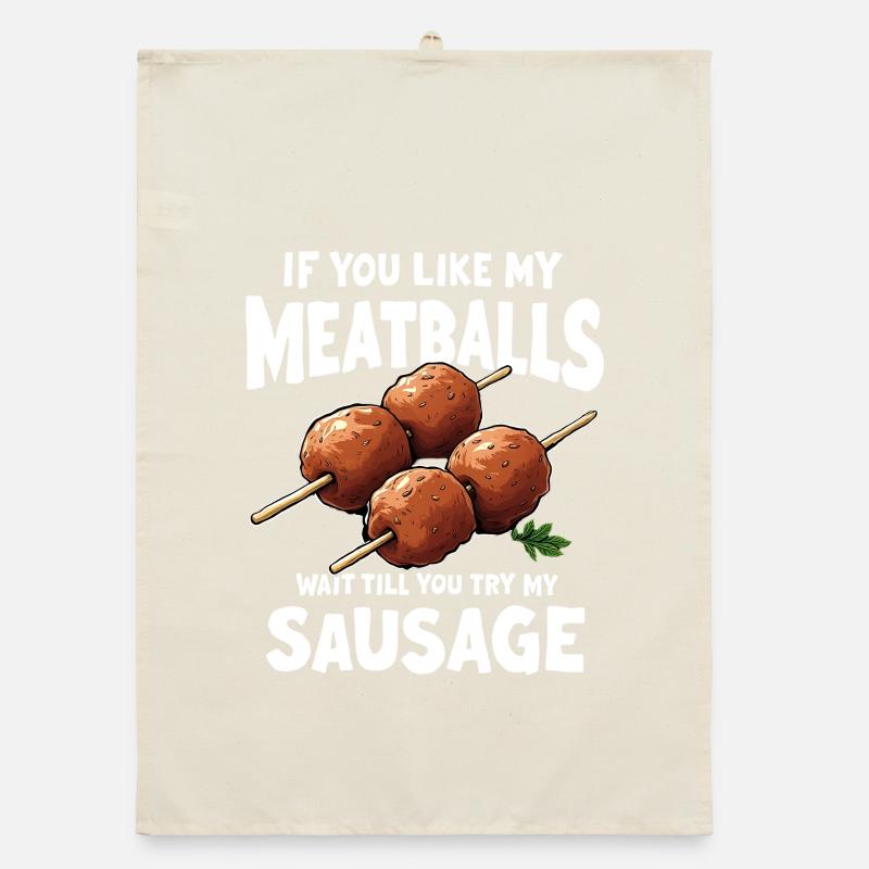 Fleischbällchen Spießwitz Spruch Organic Geschirrtuch