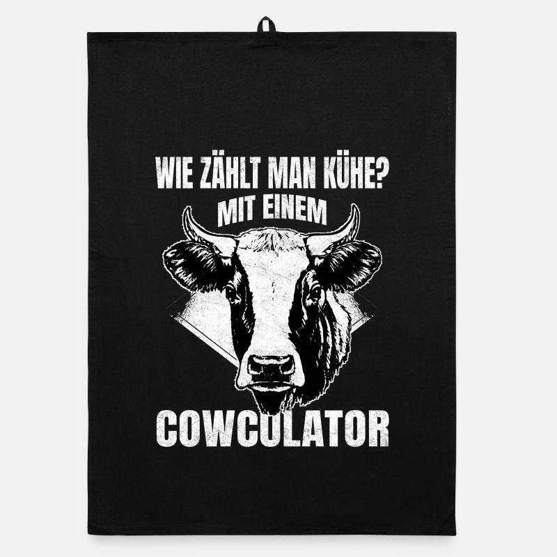 Kuhculator – Drôle de tête de vache Torchon bio