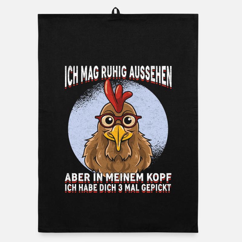 Chick with glasses head cinema saying Organic dish towel