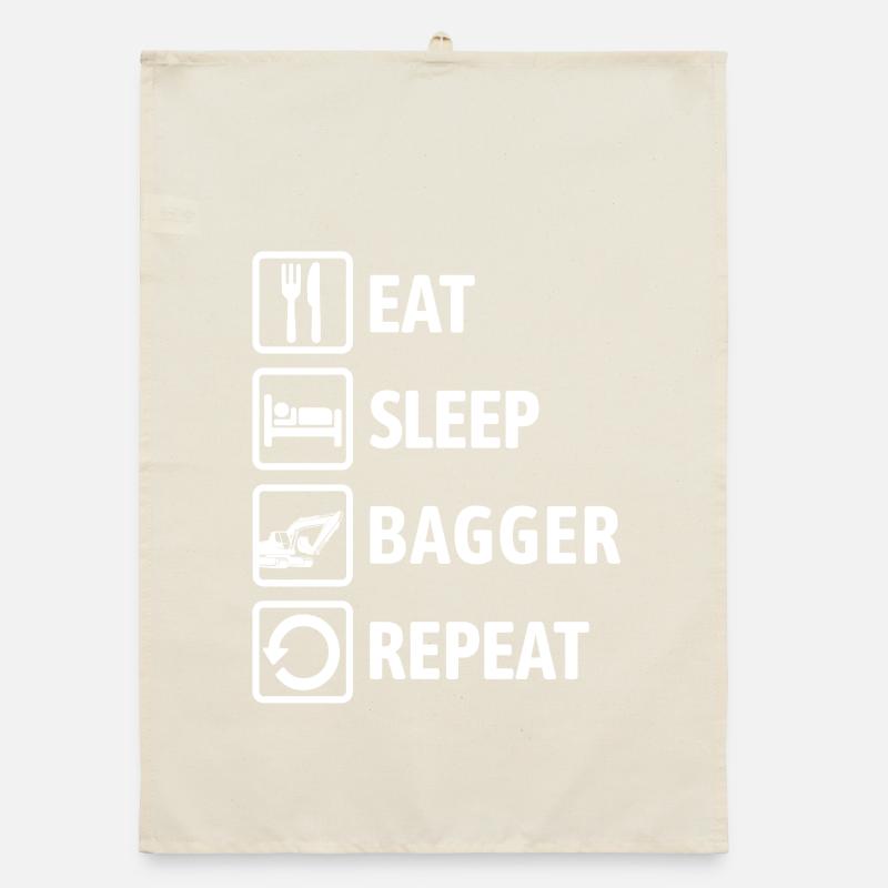 Eat Sleep Bagger Repeat - digging & digging Organic dish towel