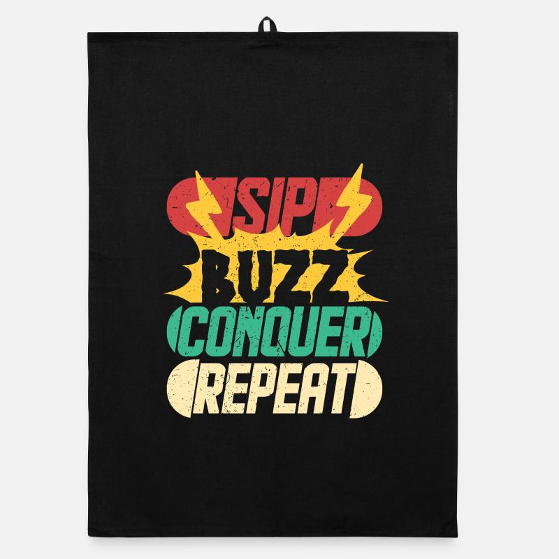 Energy Drink Sip Buzz Conquer Organic dish towel