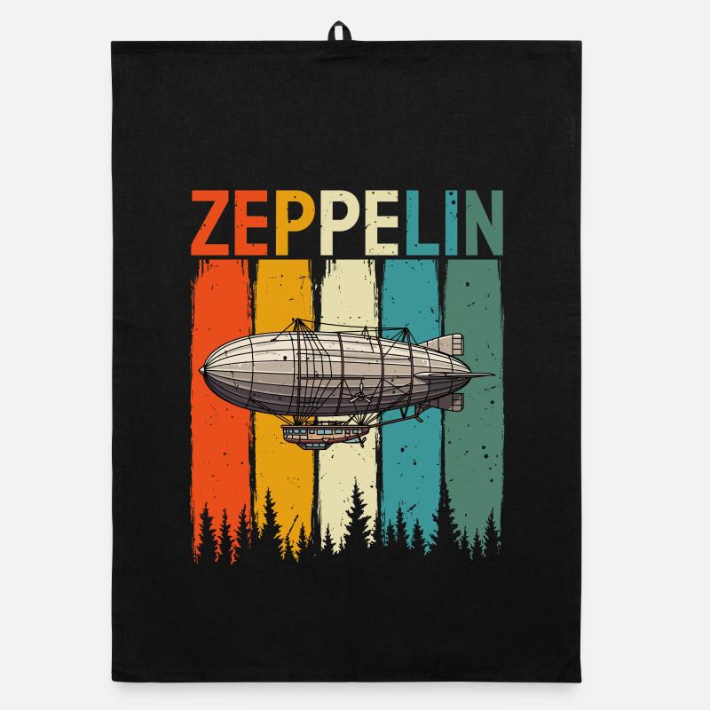 Style Rock Vintage Rétro Zeppelin Dirigeable Torchon bio