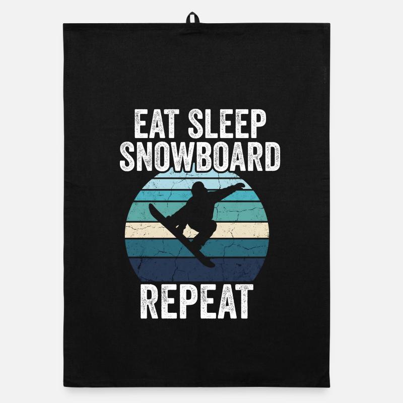 Eat Sleep Snowboard Répéter Torchon bio