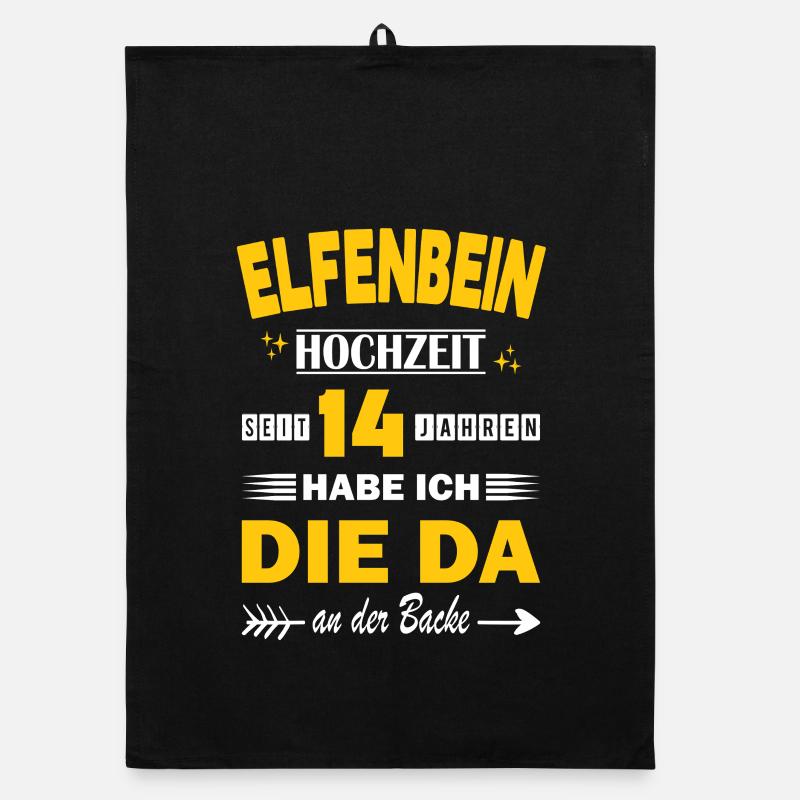 Elfenbeinhochzeit 14 Hochzeitstag Jahrestag Ehe Organic Geschirrtuch