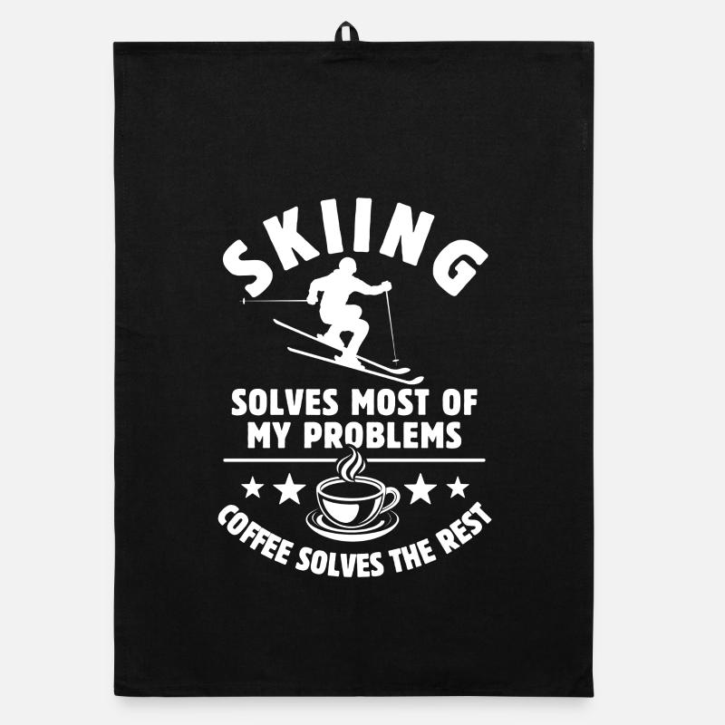 Skiing solves most of my Problems Coffee Gift Organic dish towel