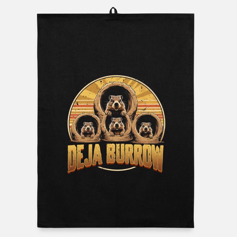 Groundhog Day Groundhog Deja Burrow Organic dish towel