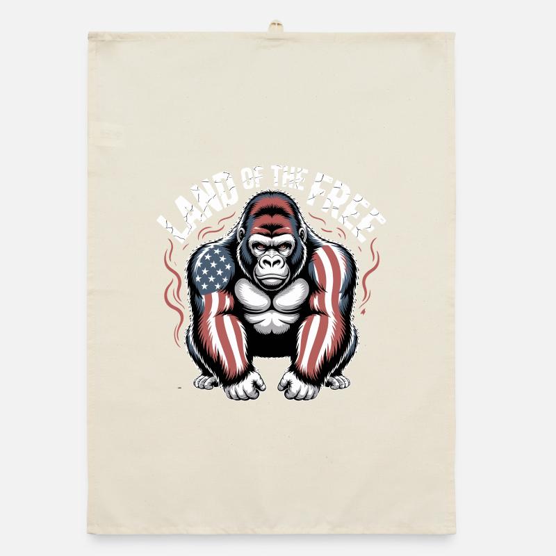 Terre du Gorille libre avec drapeau américain Torchon bio