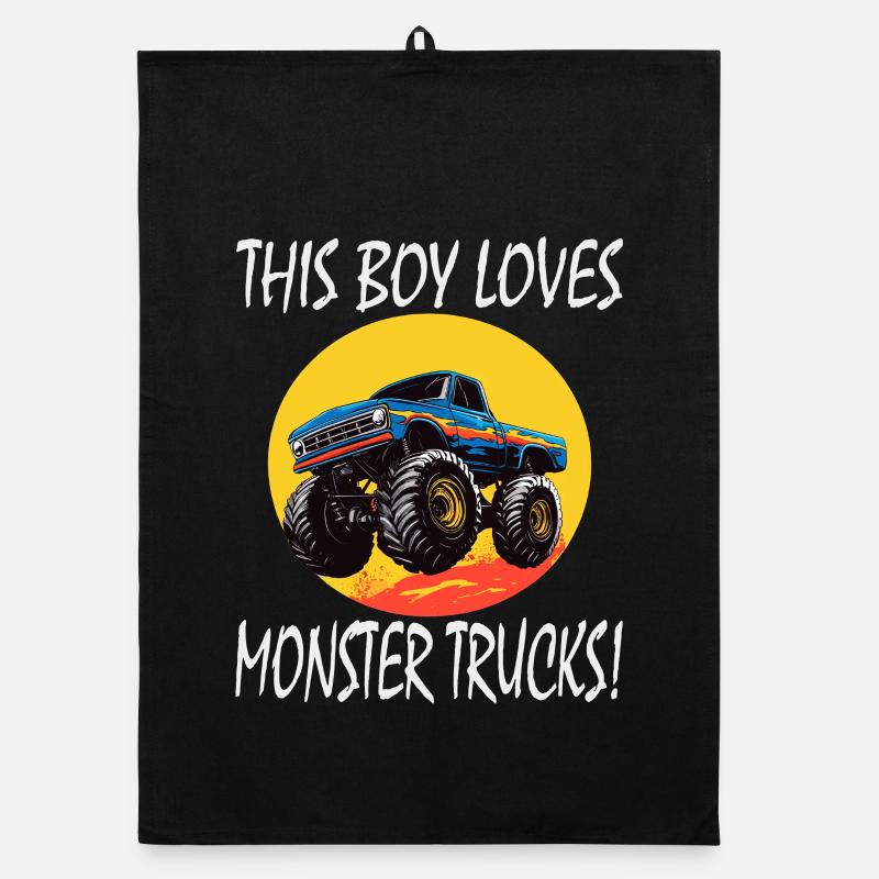 Junge liebt Monster Trucks Organic Geschirrtuch