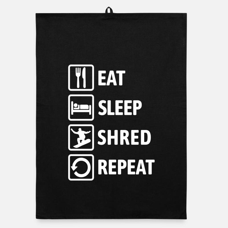 Eat Sleep Shred Repeat - Snowboarding Organic dish towel
