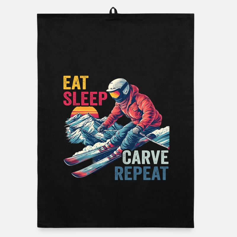 Carve Repeat Ski Design Organic dish towel