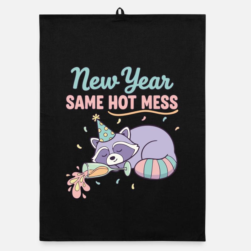 New Year Same Hot Mess Fun Party Vibes Organic dish towel
