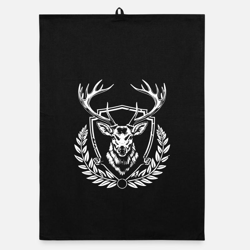 Blason de tête de cerf avec laurier Torchon bio