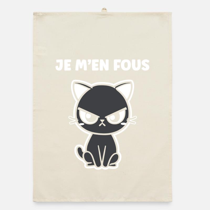Grumpy black cat Organic dish towel