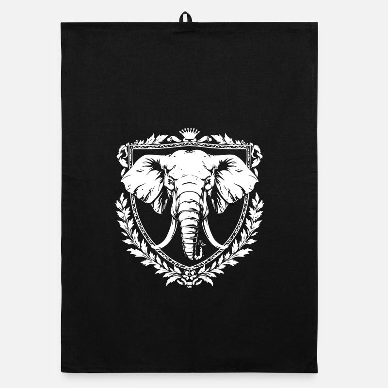 Elephant in a laurel frame Organic dish towel