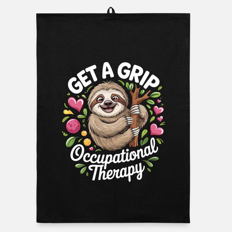 Get a Grip: Occupational Therapy Sloth Organic dish towel