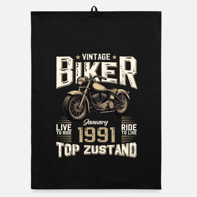 35. Geburtstag Geschenk Motorradfahrer Januar 1991 Organic Geschirrtuch