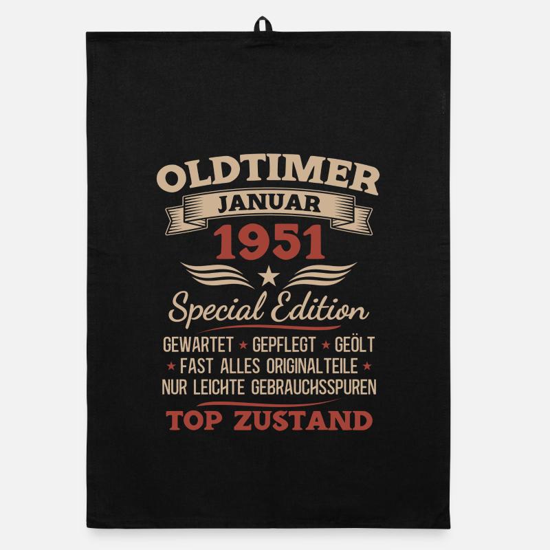 75. Geburtstag Geschenk Oldtimer Januar 1951 Organic Geschirrtuch