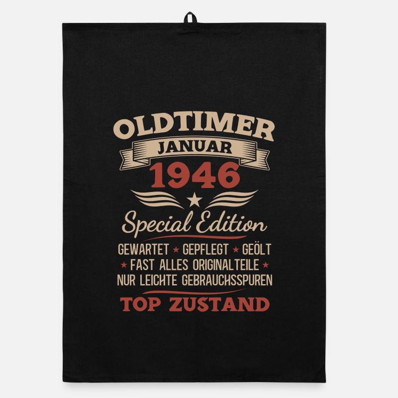 80. Geburtstag Geschenk Oldtimer Januar 1946 Organic Geschirrtuch