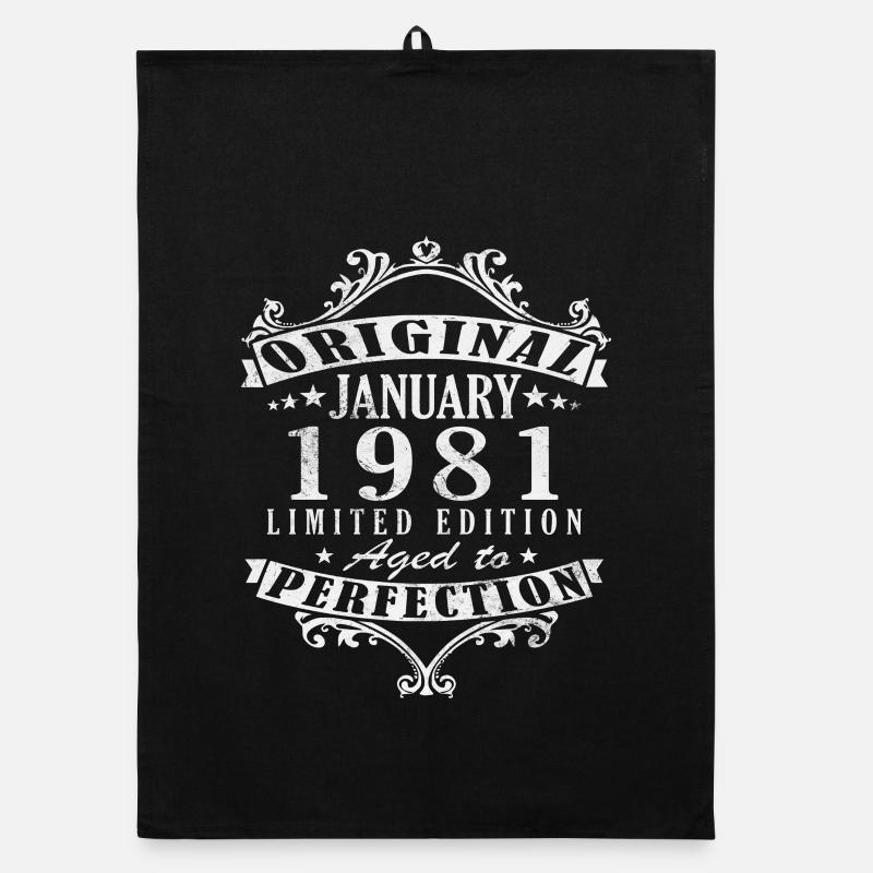 45th Birthday Original January 1981 Organic dish towel