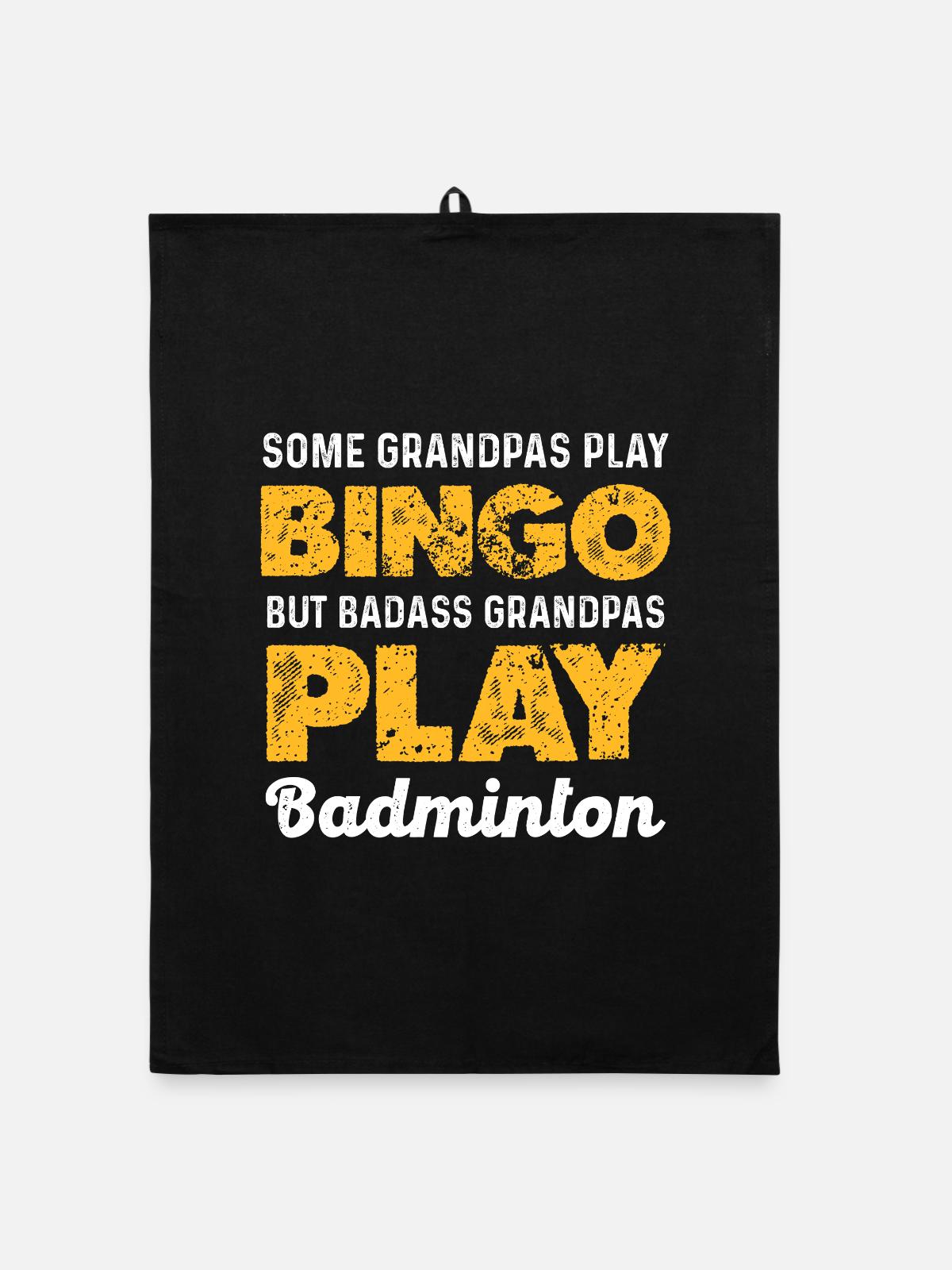 Badass Großvater badminton Spruch - Organic Geschirrtuch - Schwarz - Vorne