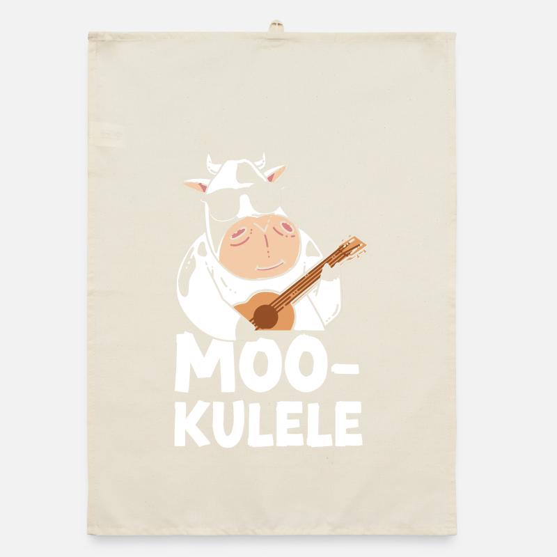 Ukulélé hawaïen uke cow jeu de mots Torchon bio