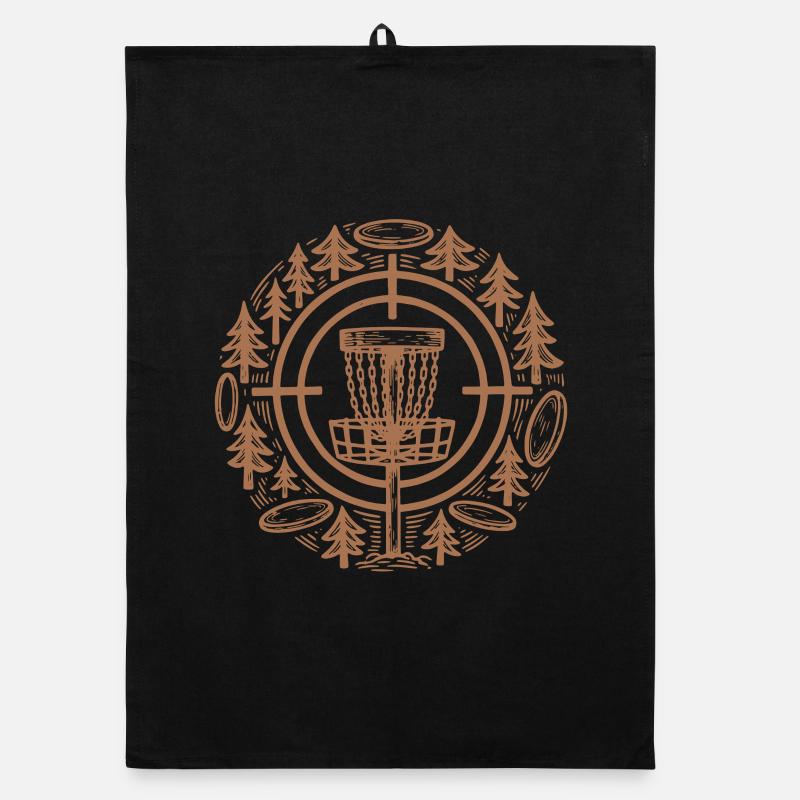 Disc Golf Basket Flying Disc Golfing Forest Scene Organic dish towel