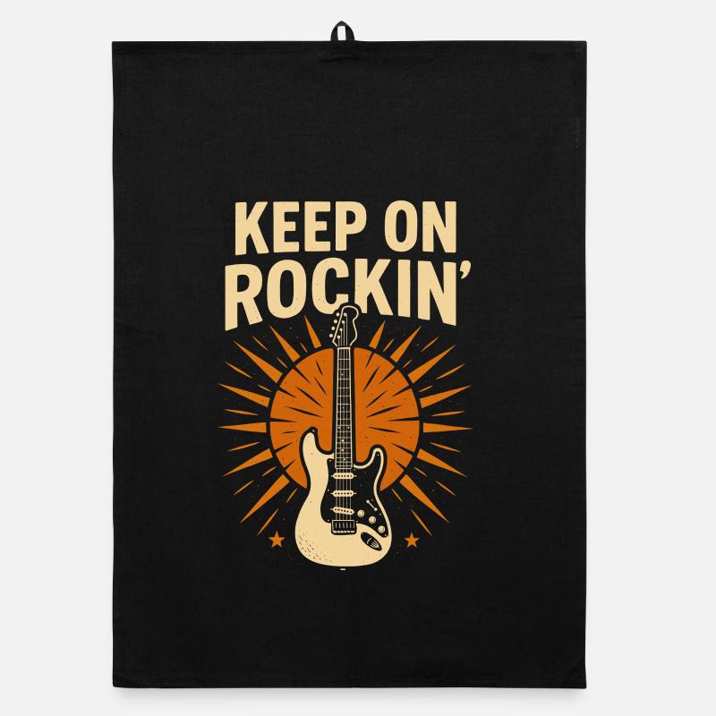 Keep on rockin, guitar rockfan Organic dish towel