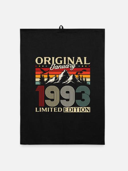 33rd Birthday Original January 1993 - Organic dish towel - black - Front