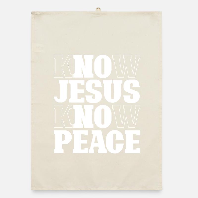Know Jesus Know Peace Lettering Organic dish towel