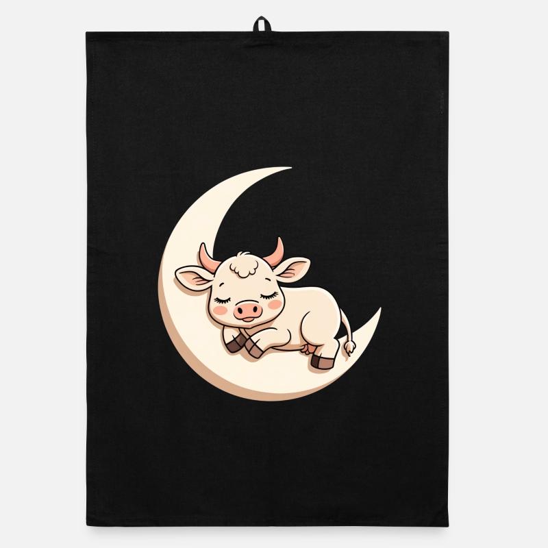 Vache lunaire en sommeil Torchon bio