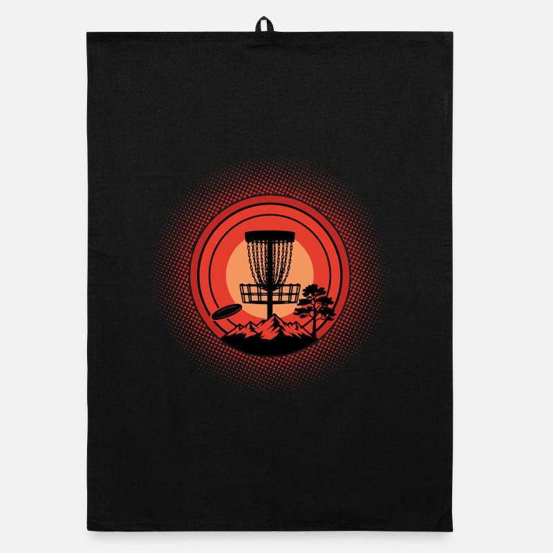 Disc Golf Basket Sunset Flying Disc Mountain Scene Organic dish towel