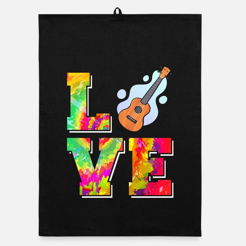 Hawaiian Ukulele Uke Tie Dye Love Organic Geschirrtuch