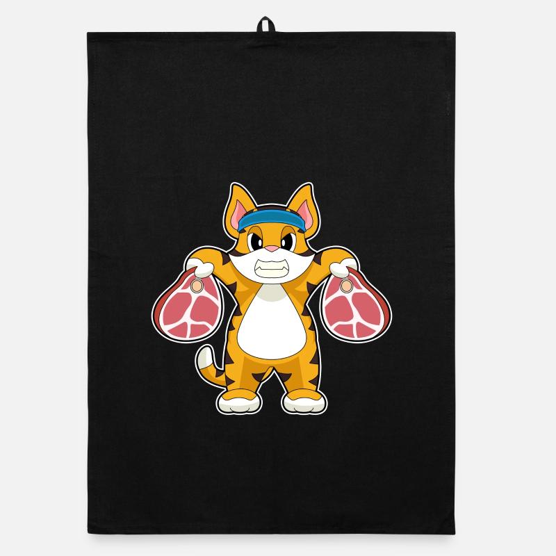 Tiger Bodybuilder Dumbbells Bodybuilding Organic dish towel