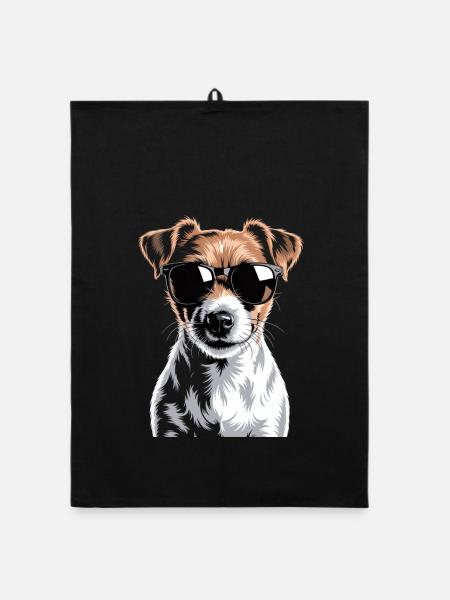 Jack Russell Terrier - Torchon bio - noir - Devant