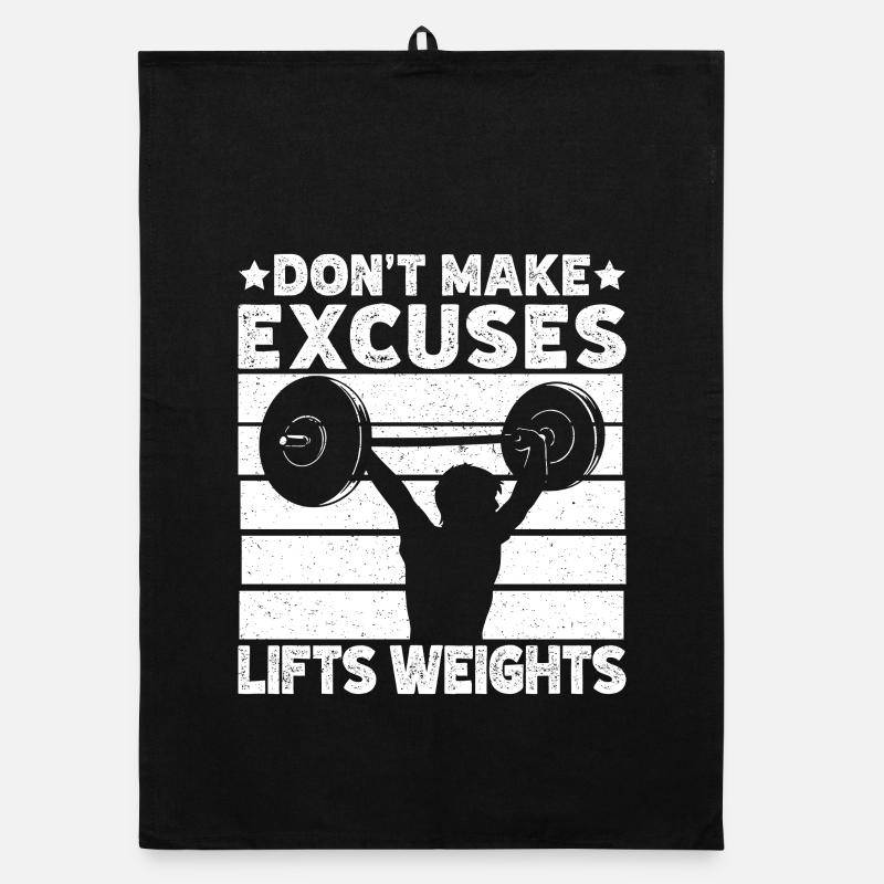 Powerlifting Bodybuilder Don ́t Make Excuses Gym Organic dish towel