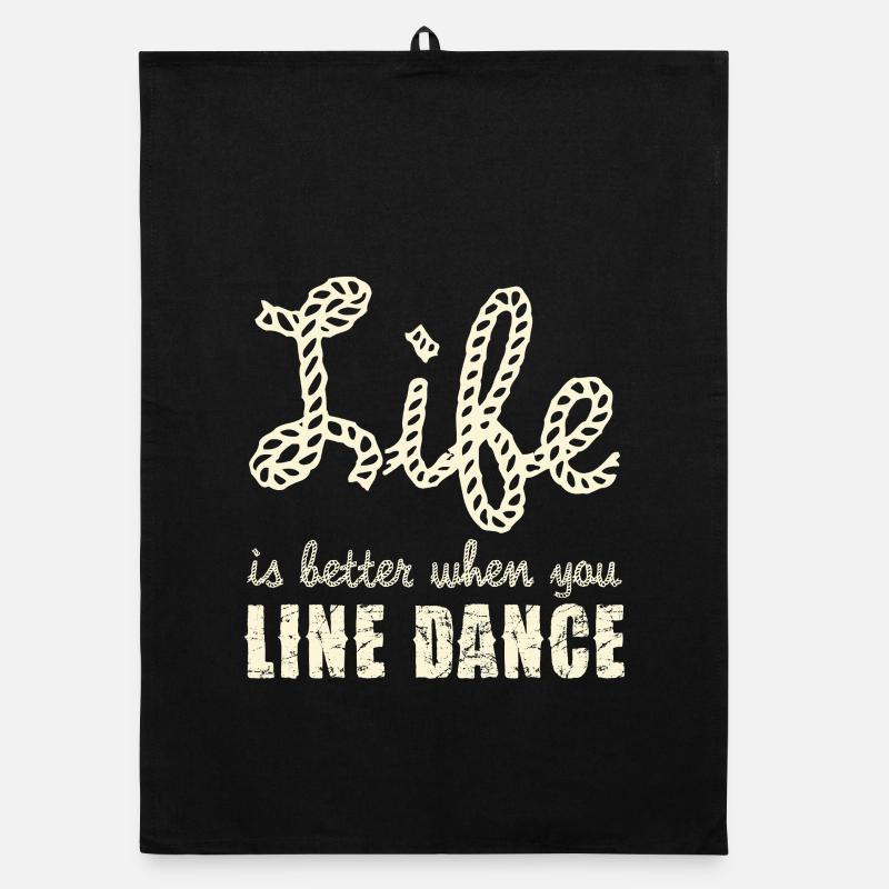 Line Dance Lebensfreude Rope Schrift Organic Geschirrtuch