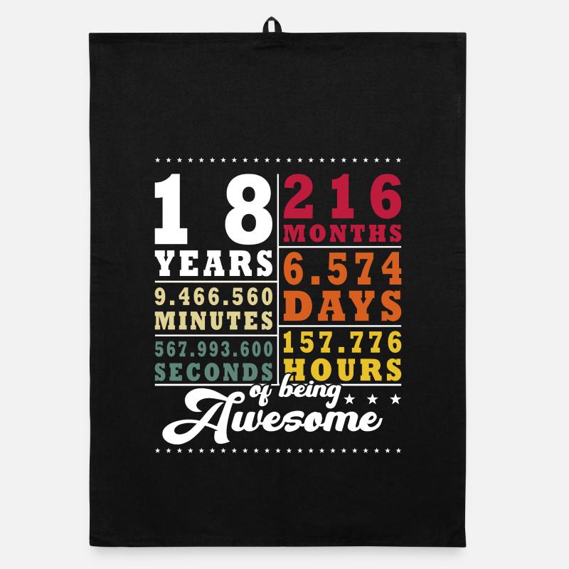 18 ans 216 mois 6574 jours - Torchon bio - noir