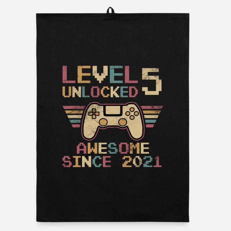 5th Birthday 5 Years Level 5 Birthday Gift Organic dish towel