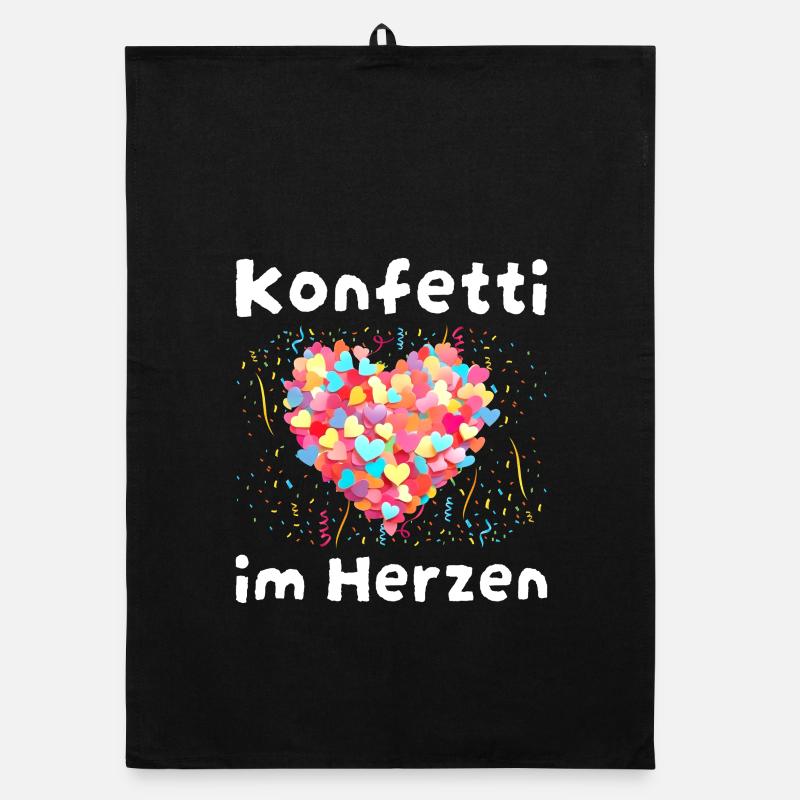 CONFETTIS DANS LE CŒUR Déclaration de Carnaval Fête de Carnaval Torchon bio