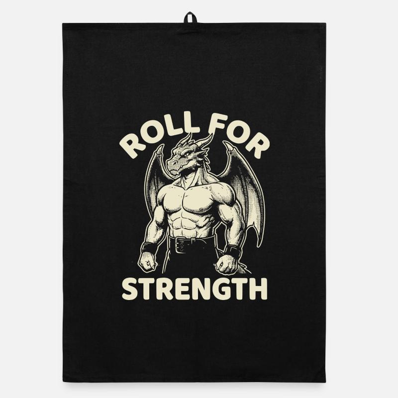 Roll For Strength Fantasy Dragon Gamer Tabletop Organic dish towel