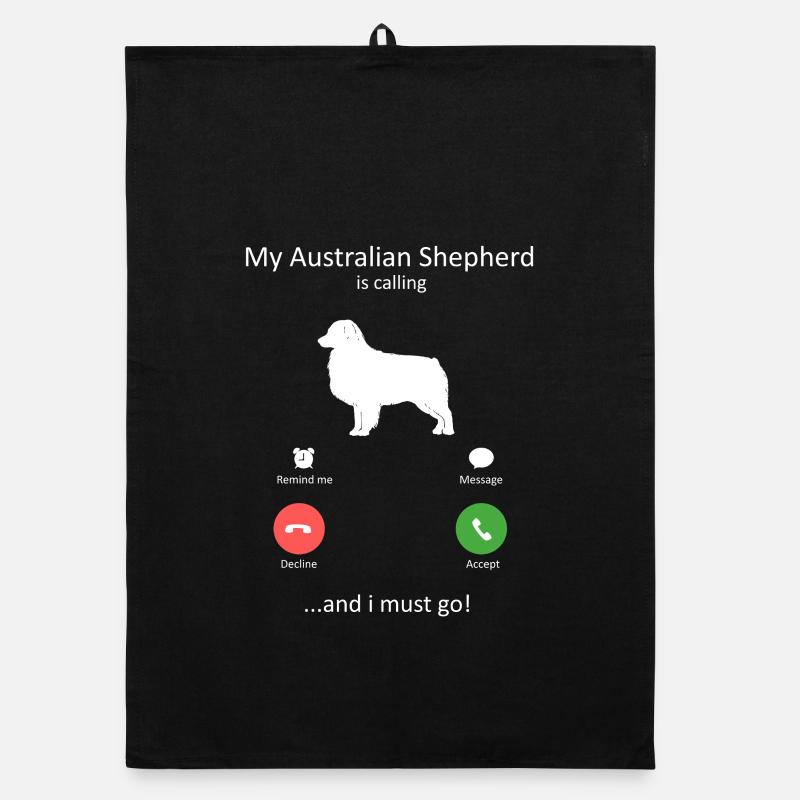 Australian Shepherd ruft, ich muss los, Hundemama. Organic Geschirrtuch